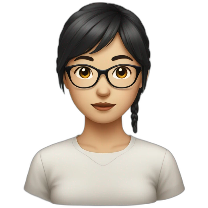 wearing glasses,bangs,Chinese girl,middle hair,black hair emoji