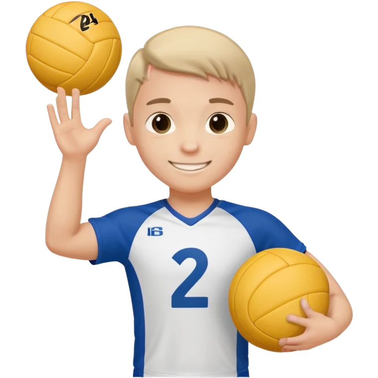 Cute mini guy with volleyball and has a jersey the reads BS is big and infront jersey number is 24 emoji