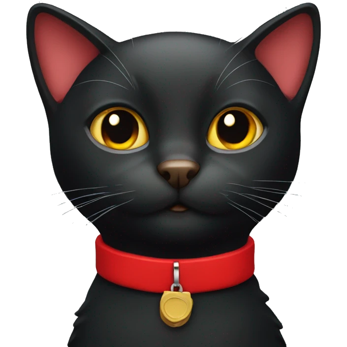 Black cat with red collar emoji