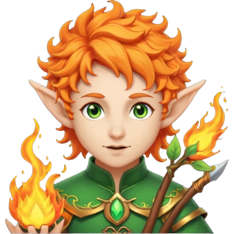 Orange Haired Elf, Archer elf with flaming orange curls emoji