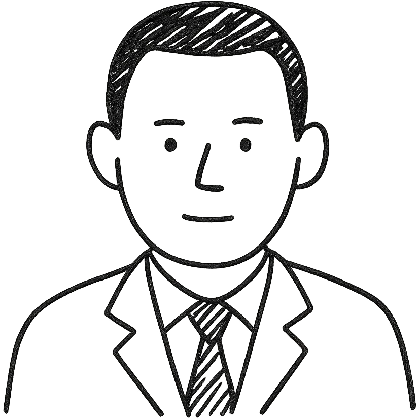 business man with black very short haircut in hand drawn outline style emoji