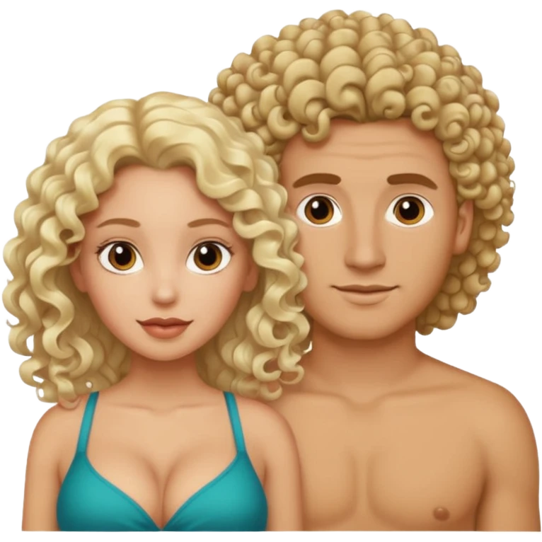 White blonde man with big breast curly hair Latina woman emoji