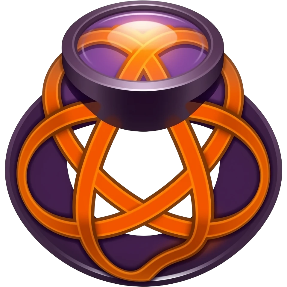 Umbra pontifex, a role that represents leadership and power. I need a ring that represents dark magic, using orange and purple as a color scheme. I wan embossed details to represent mysterious occultism emoji