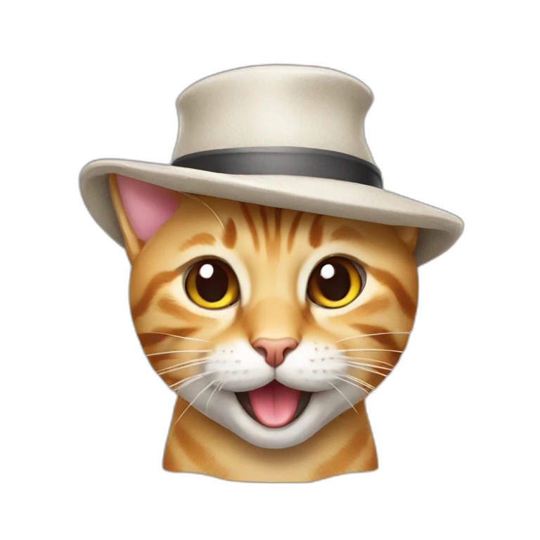 Cat with a hat and his tongue out emoji