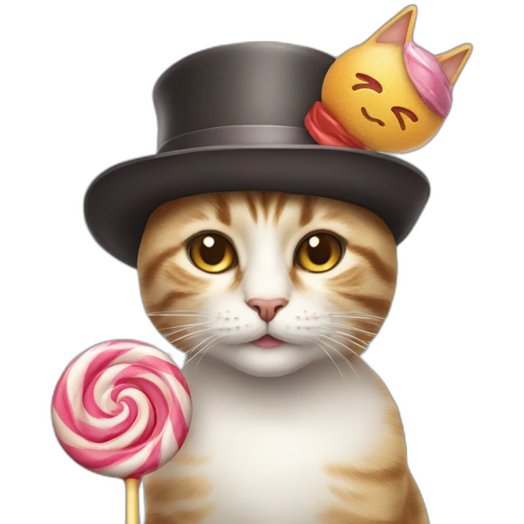 Cat with hat and lollipop  emoji