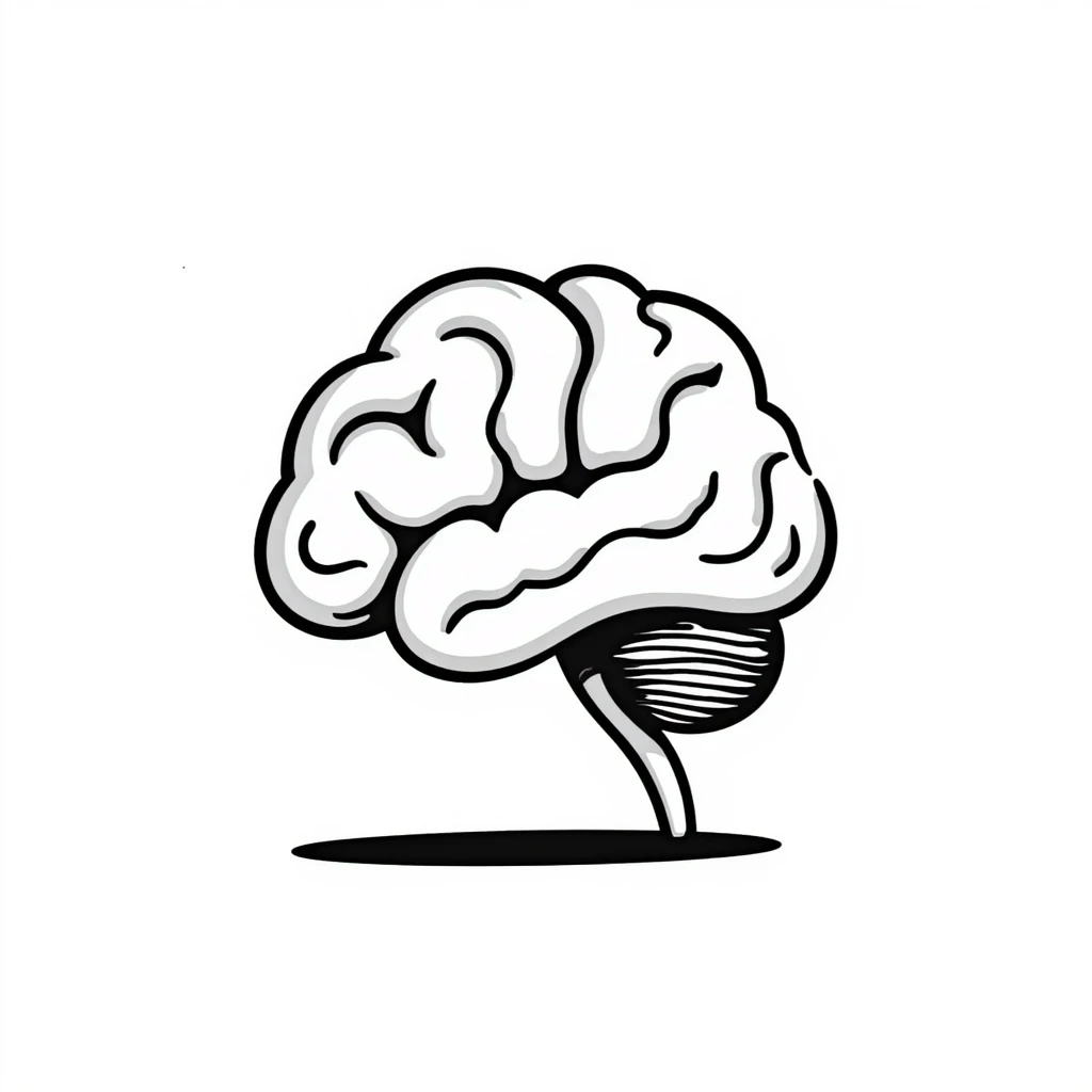 hand-drawn doodle of a brain, black lines, minimal detail emoji