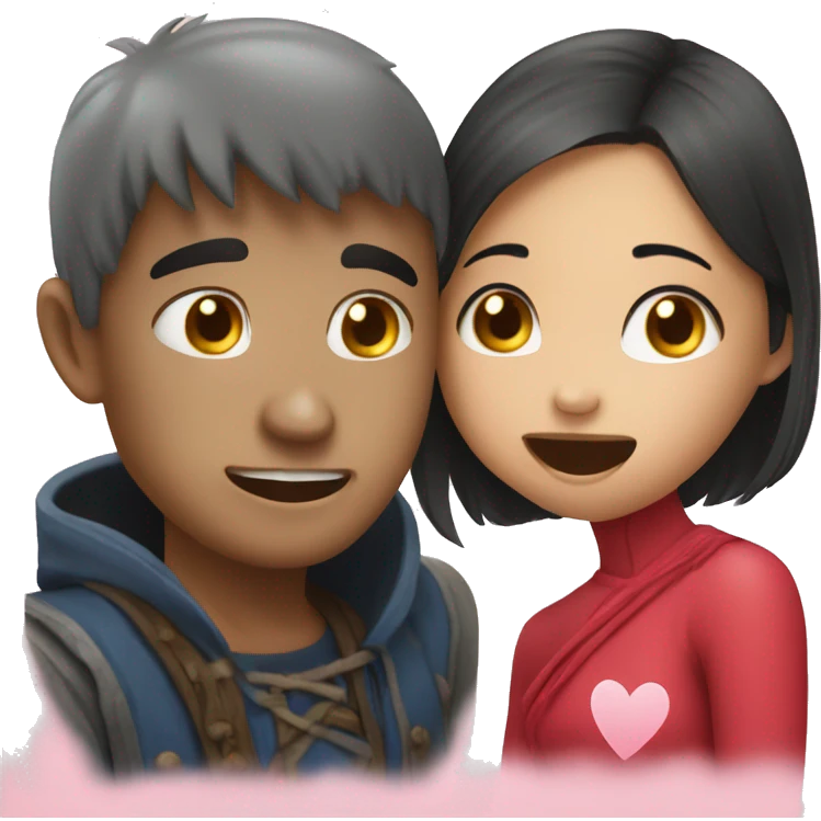 Shriek and Thai girl in love with heart emoji