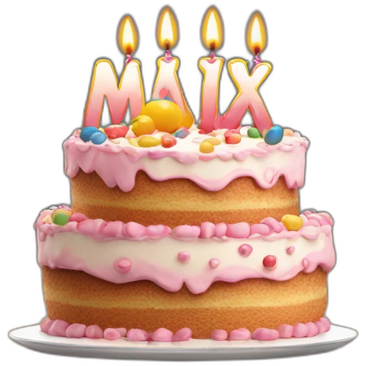 Birthday cake with text "MAX" emoji