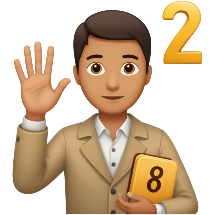 A Man holding the number 6 in one hand, and the number 7 in the other Hand.  emoji