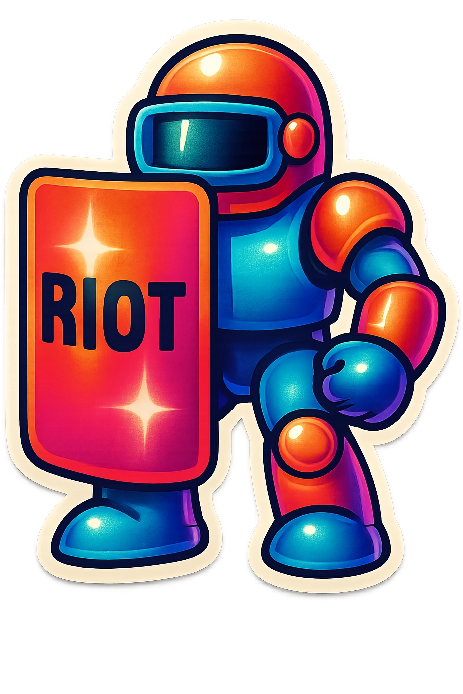 Lets do something else now. can you show me a riot shield robot emoji