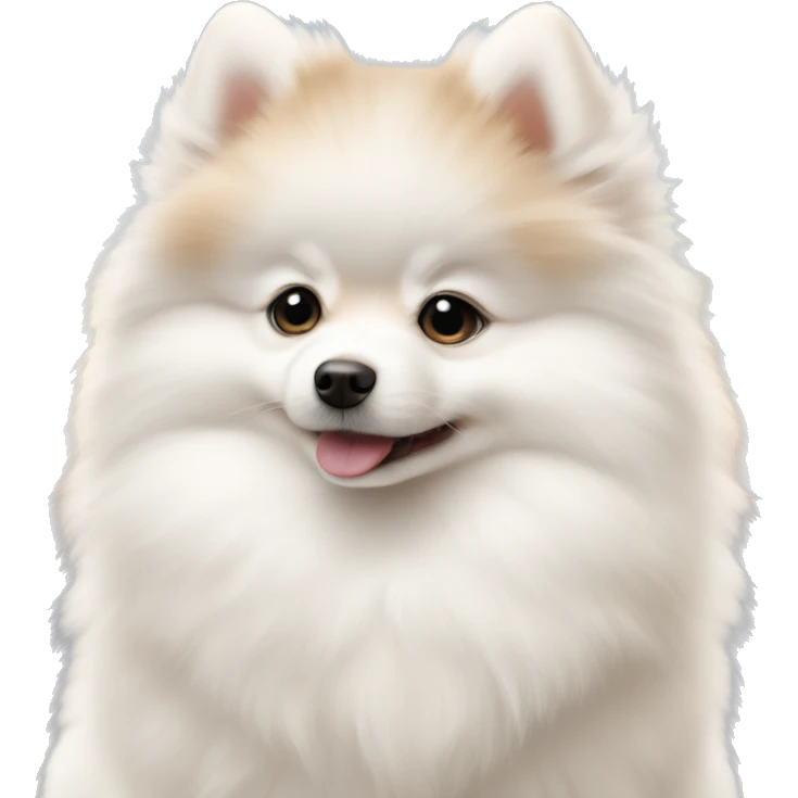 Full growth small cute white and beige pomerian spitz puppy emoji