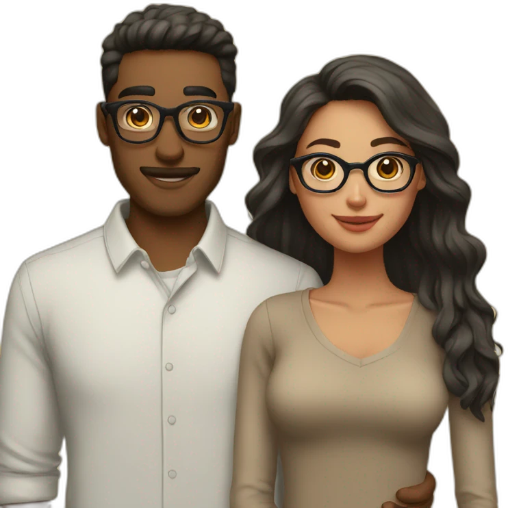 boyfriend and girlfriend with glasses on emoji