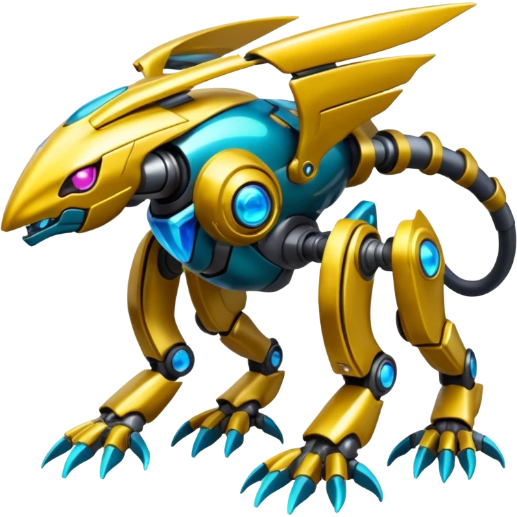 Shiny Tropical Futuristic Modern Mecha-Fakémon-hybrid-creature (full body)  emoji