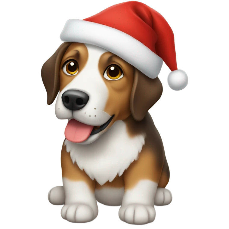 Dog wearing a Santa hat emoji