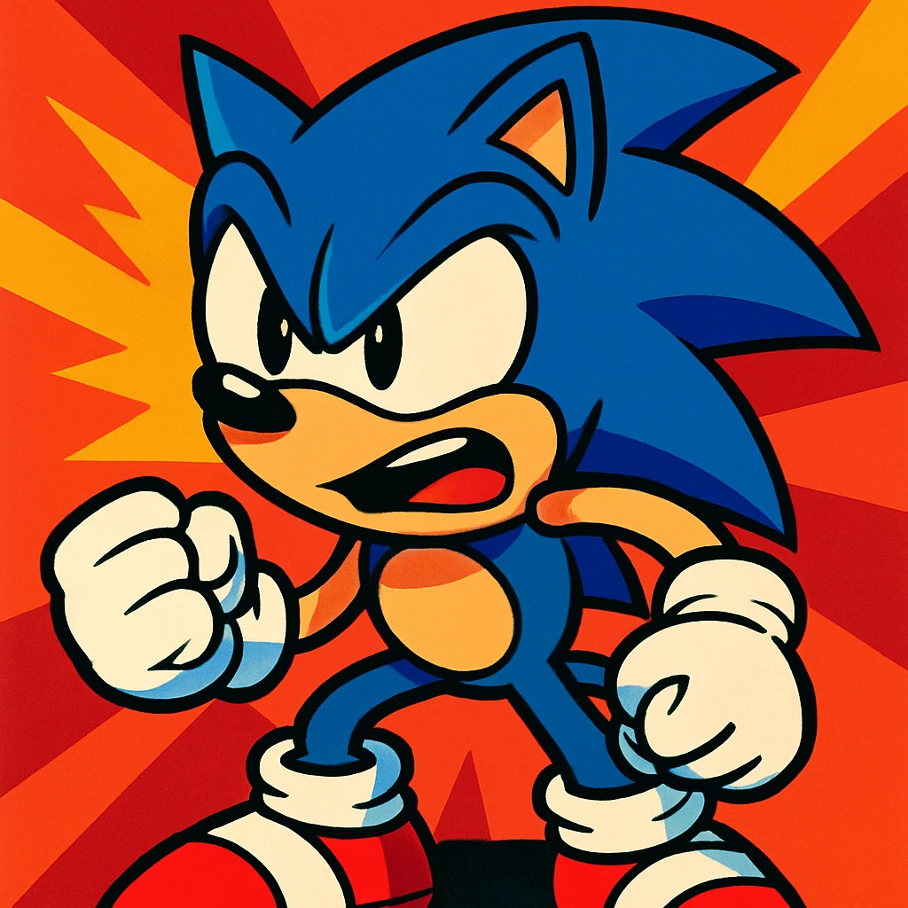 Sonic the Hedgehog with an angry expression, vibrant toon style emoji