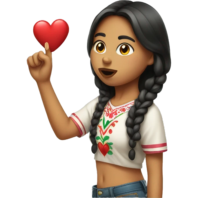 Mexican girl blowing a heart kiss emoji