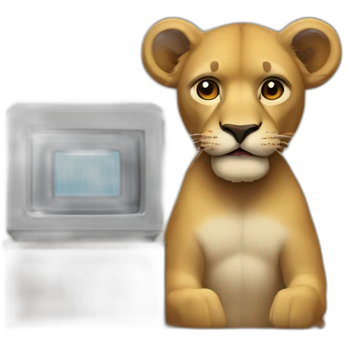 León frente a computadora  emoji