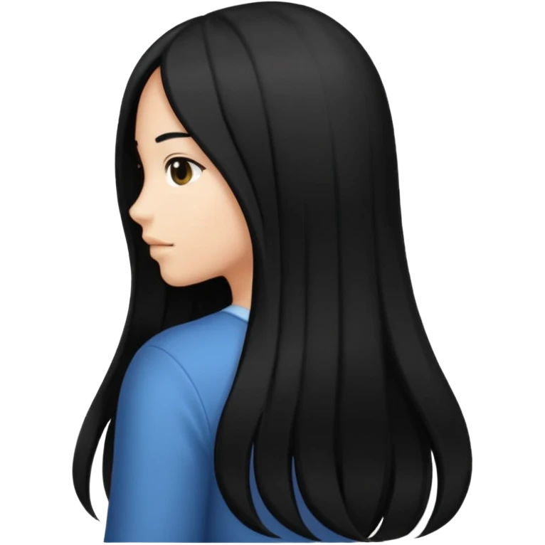 back view of long black hair emoji