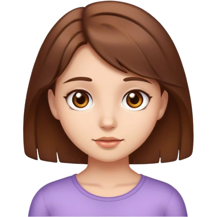 cute girl with brown hair, brown eyes and fair skin emoji