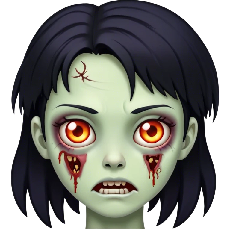Girl zombie with black hair emoji
