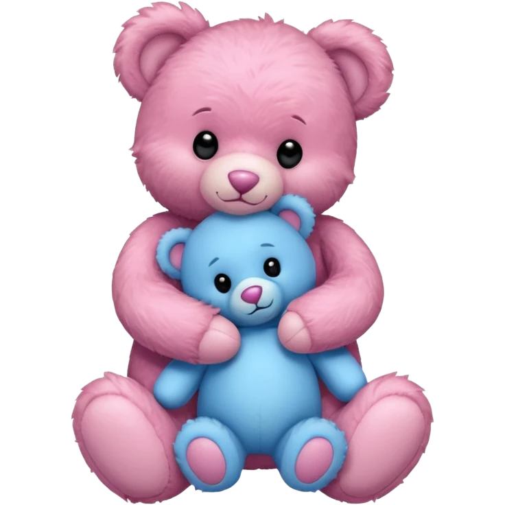 Pink bear hugging a blue bear emoji