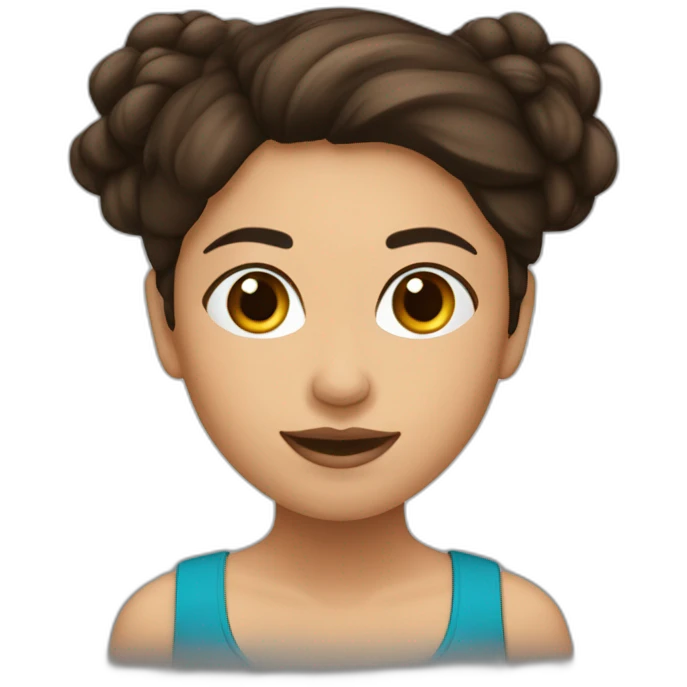Mujer fitness, cabello marrón oscuro, tez blanca emoji