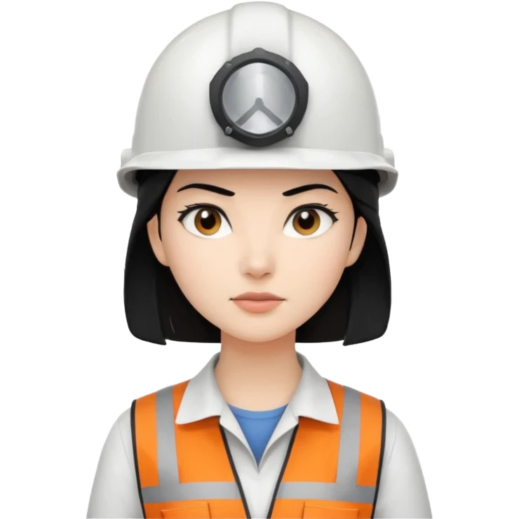 Ingeniera industrial casco blanco y cabello negro emoji