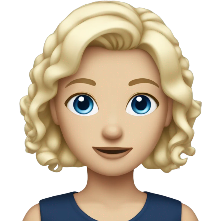 blonde blue eyed girl with a navy blue top emoji