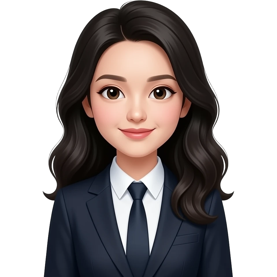 angelic black wavey hair asian office girl emoji