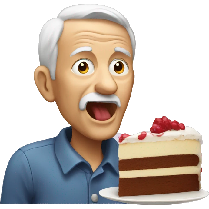 Old man eating cake emoji