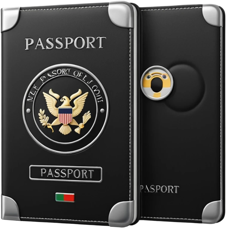 black passport with silver details emoji