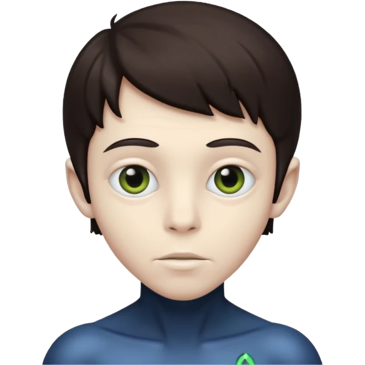 alien white boy with dark brown hair emoji