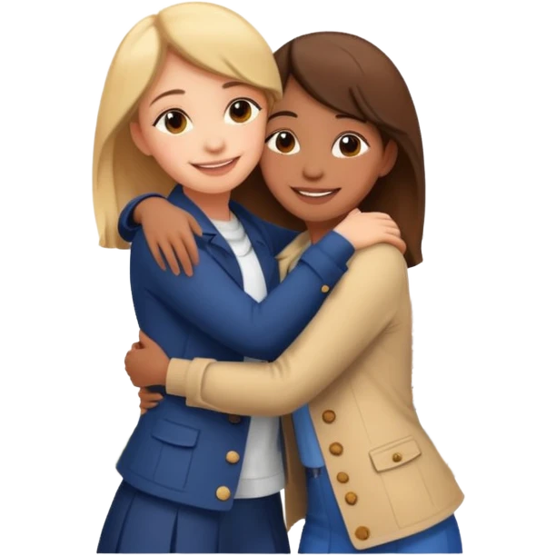 Two girl hugging each other near effel tower  emoji