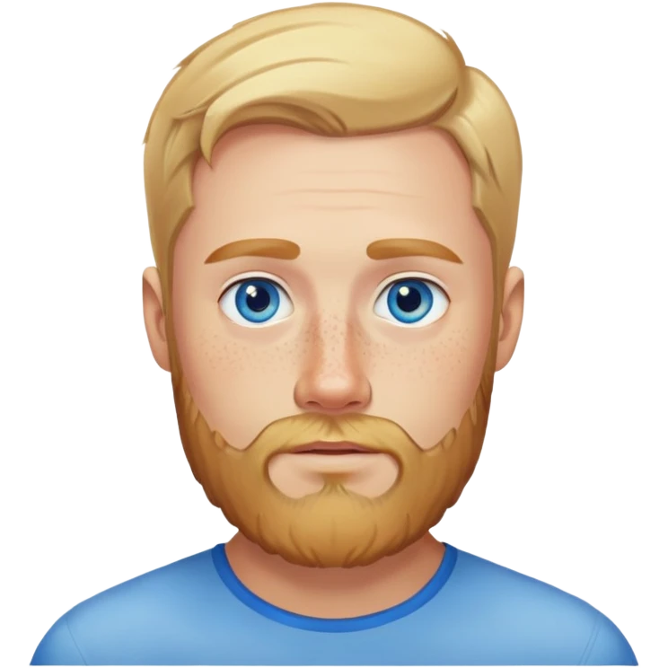 Norwegian Blonde Man with beard with blue eyes and freckles shoulder bust emoji