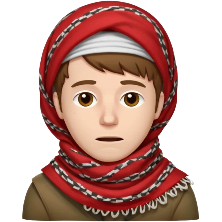 Sore throat for white brown hair guy
No fever - red  palestinian keffieh emoji