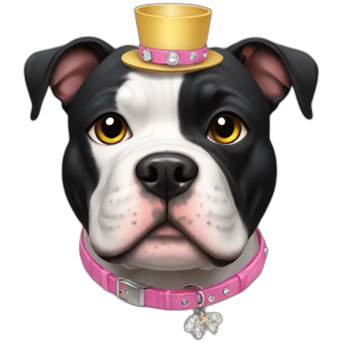 black american bully dog with cute accessory emoji