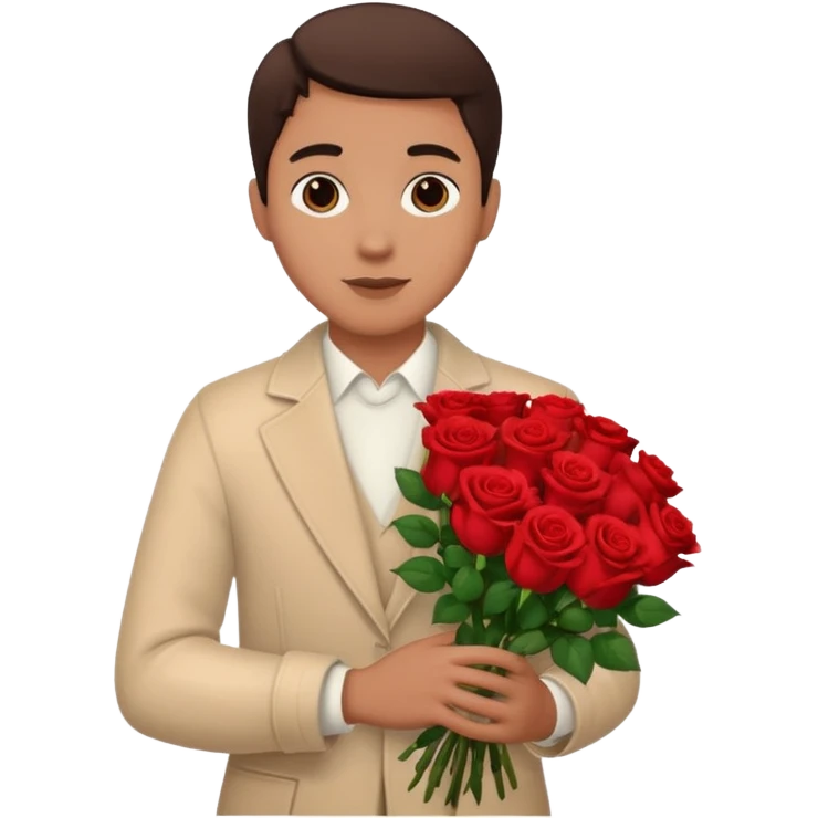 roses boquet in one hand held boquet emoji