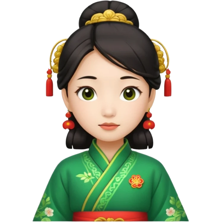Asian girl wearing green traditional Chinese clothes emoji