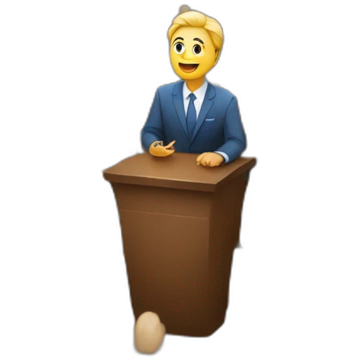 public speaker with audience emoji