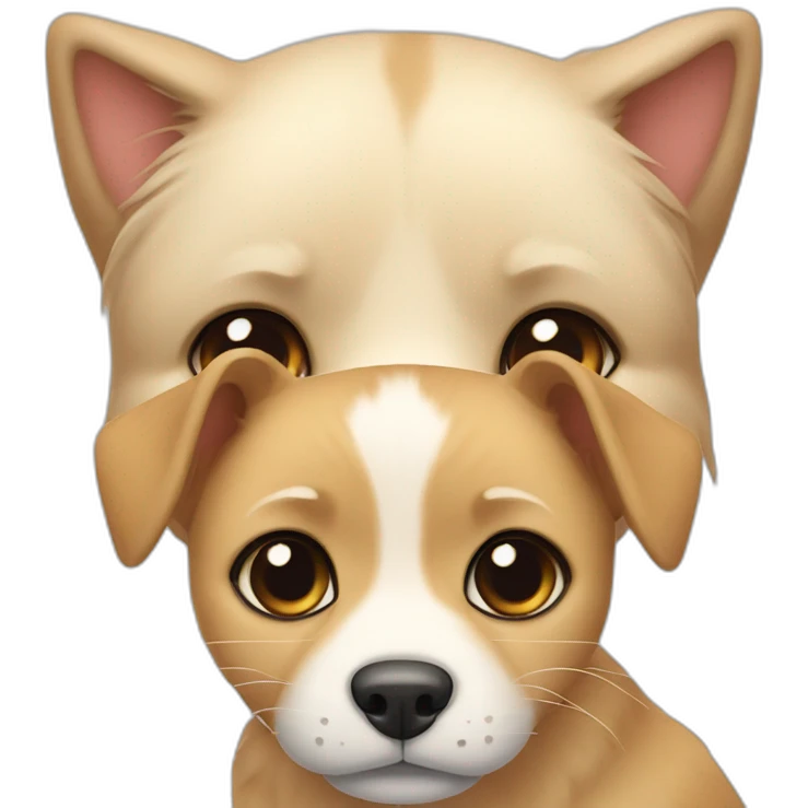 Hund und Katze kuscheln emoji