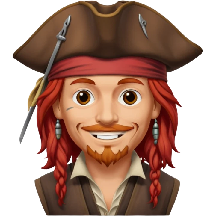 Jack Sparrow with red hair, smiling emoji