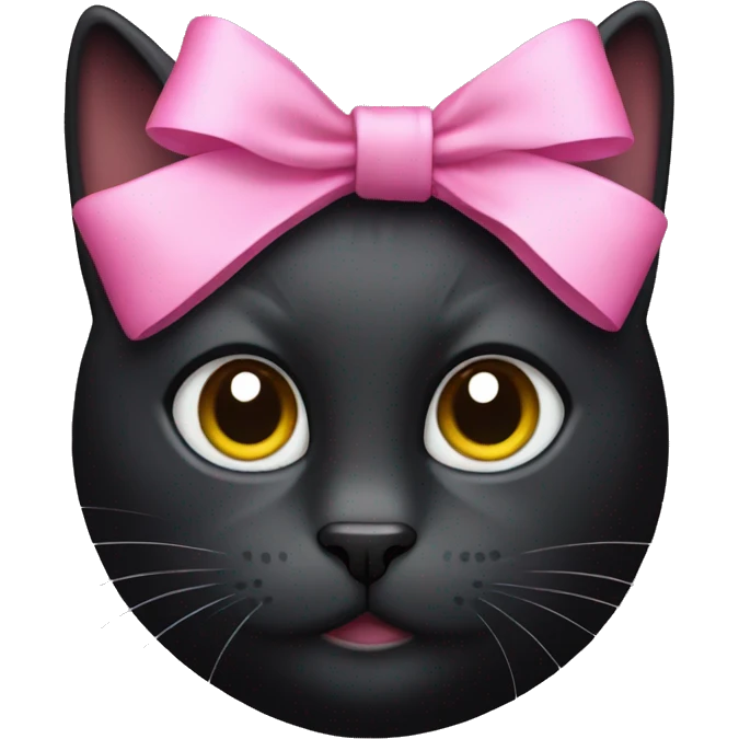 black cat with a pink bow on his head emoji
