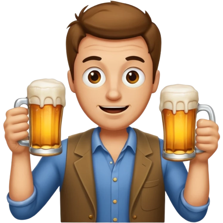 whacky man holding a beer emoji