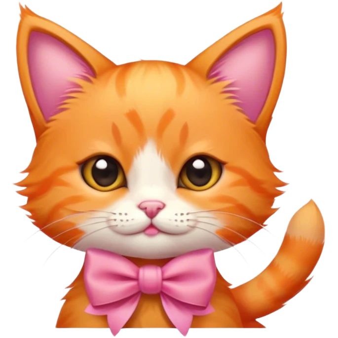 orange kitten with a pink bow very cute emoji