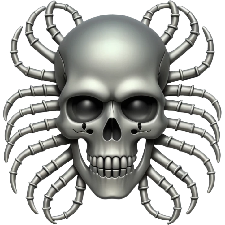 network of wires and skulls, undead biomechanical, Giger emoji