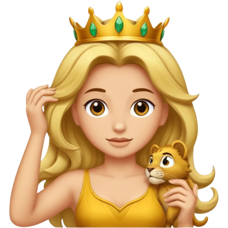 Gata masajeando el pelo de un león emoji