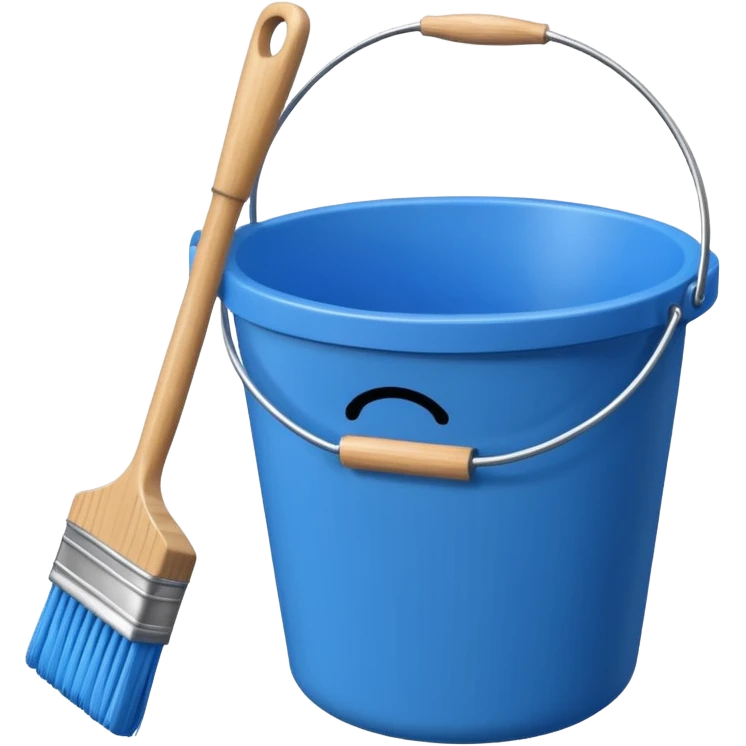 Bucket and brush for cleaning emoji