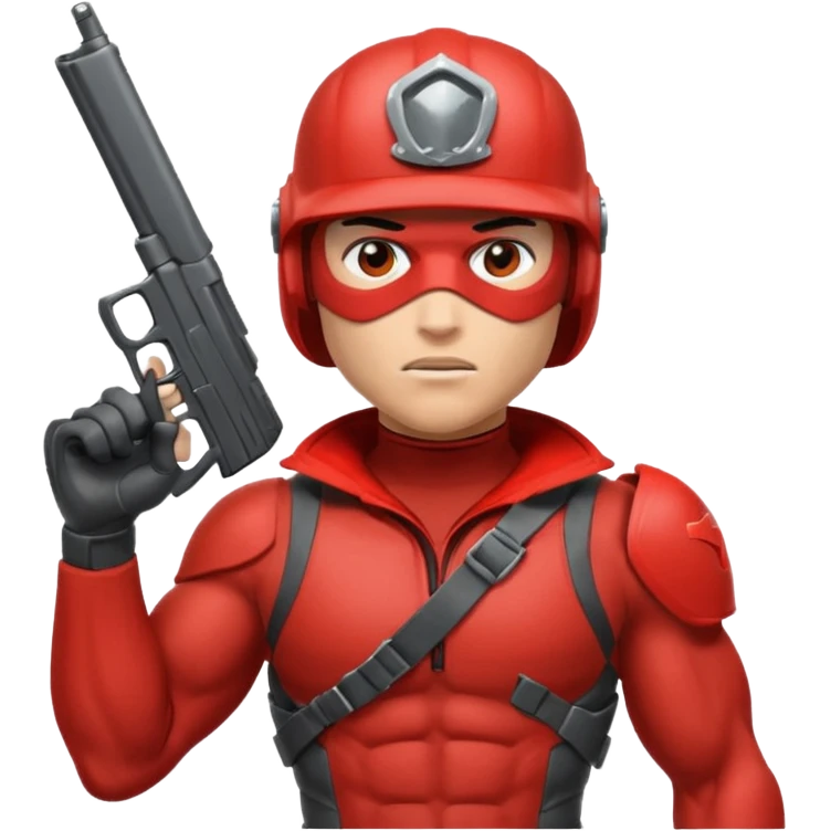 redhood with helmet and visor and pistol emoji