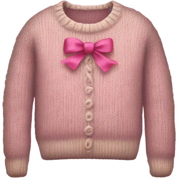 Knit sweater with pink bow glitter design emoji