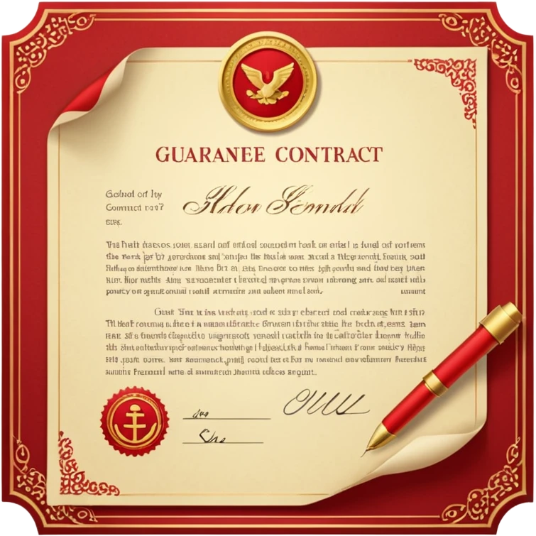 Guarantee contract golden paper signed and sealed emoji